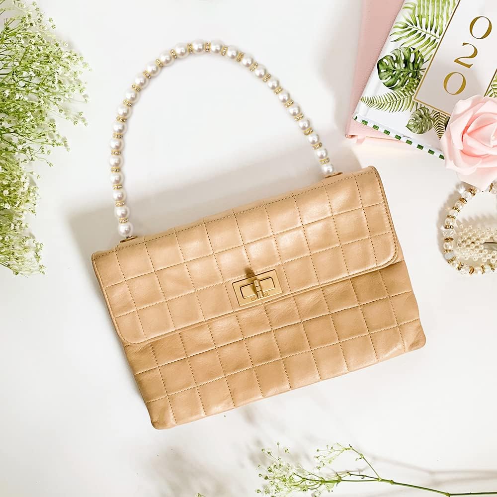 HUIANER Pearl Purse Chain Strap, 2Pcs 16mm Imitation Pearl Handbag Replacement Chain with Golden Buckles, Bag Shoulder Strap Accessory for Wallet Clutch Crossbody Bag Women image 5
