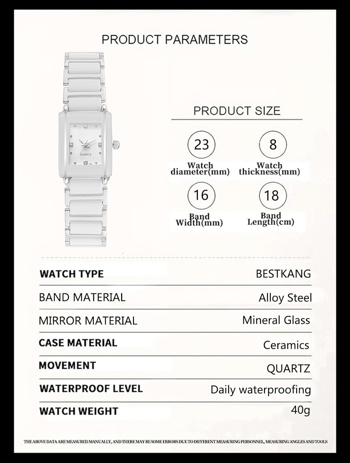 BESTKANG Vintage Square Ceramic Ladies Quartz Watch with Diamond Accents, Waterproof, Elegant Women's Wrist Watch - Image 7