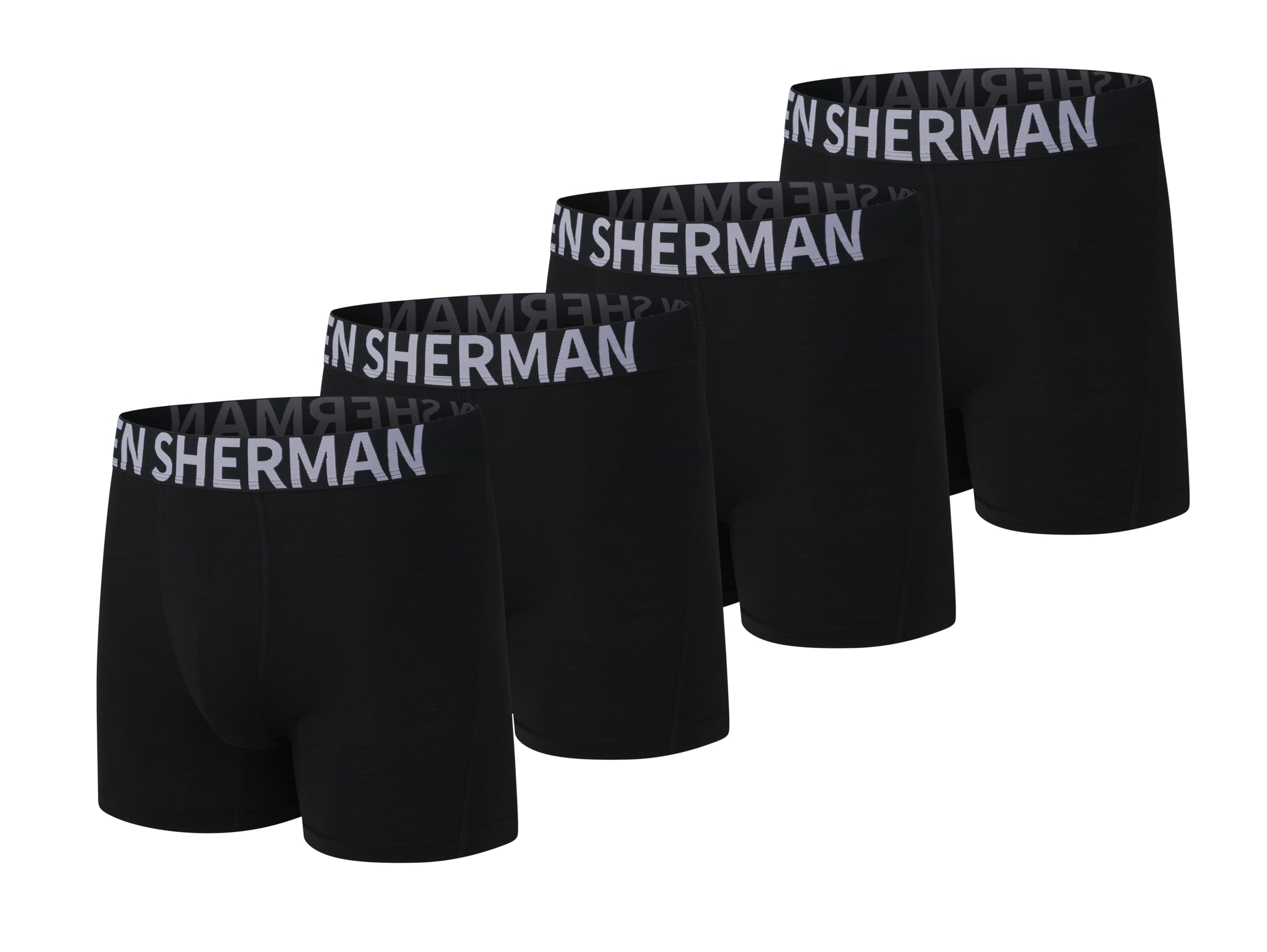 Ben Sherman Men's Micro Modal Boxer Briefs Underwear Lux Modal Moisture Wicking, Ultra Soft, Breathable & Comfortable, Black/Black/Black/Black, L