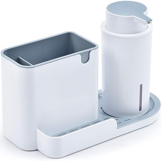 Kingrack Kitchen Sink Caddy with Soap Dispenser Pump, Countertop Liquid