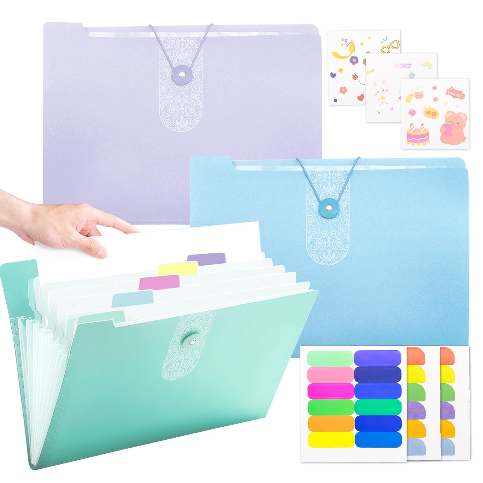 3 Pcs Expanding File Folder – 12-Pocket A4 Document Organiser, Stop Paperwork Chaos for School/Home/Office Stationary