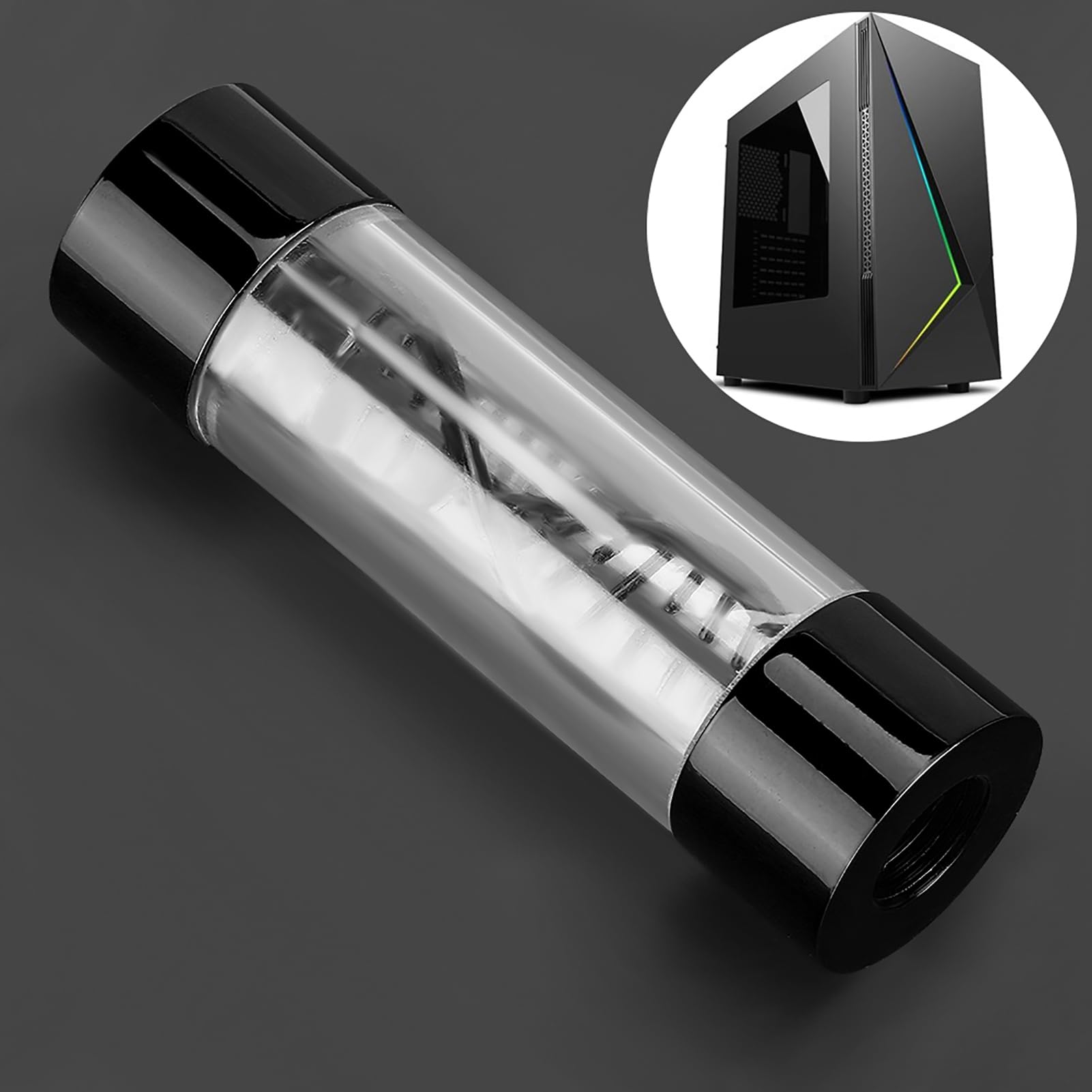 Cocoarm G1/4 Przepływomierz Wody, Spiralny Niebieski Metal (BLACK)