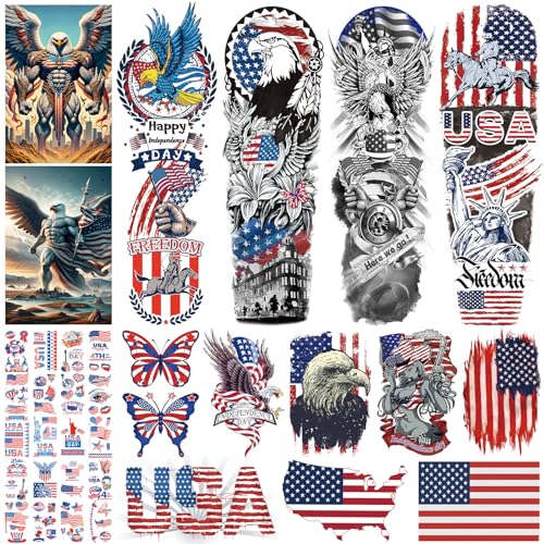CUTELIILI Independence Day Temporary Tattoo,4th of July Sleeve Tattoo