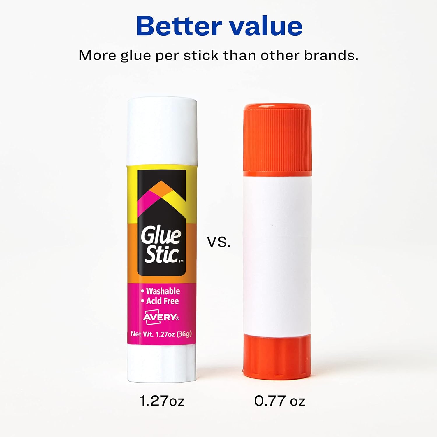 Avery Glue Stick White, Washable, 1.27 oz. Permanent Glue Stic, 12pk (00196)