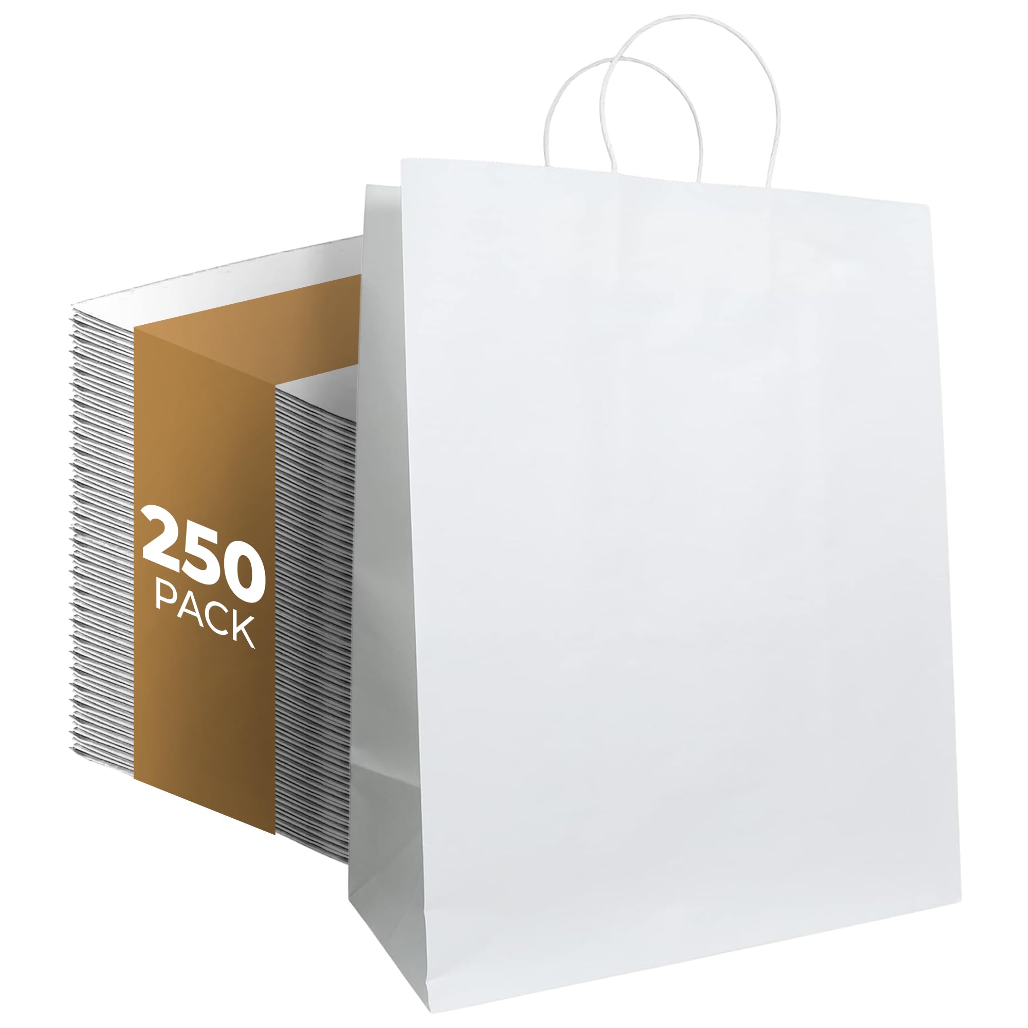 250 torebek papierowych do pakowania, idealne na urodziny, wesela, urlop, na wszystkie okazje | np. białe, naturalne kolory | wiele rozmiarów, 30 x 17 cm, białe