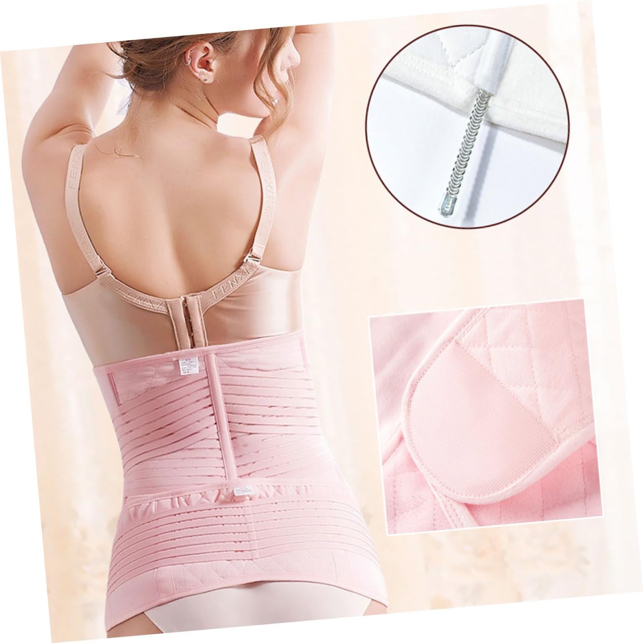 BESTYASH 2pcs Postpartum Belly Binder Belly Band Pelvic Belt Tummy Girdle for Postpartum Seamless Corset Shapewear High Elastic Washable Pink