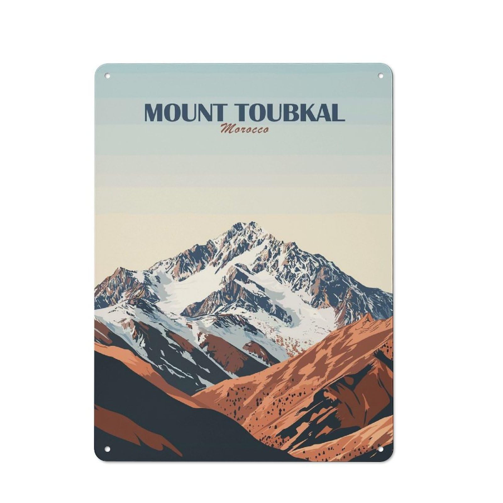 Junmoney Style-2 For Garden Room Or Summerhouse, Mount Toubkal Morocco Landscape Art Retro Metal Sign 40X30cm, For Vintage Wall Decor Fans, For Metal Sign Collectors