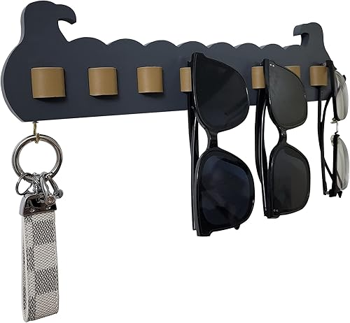 Organizador de lentes de sol, de cuero de madera, soporte para gafas de sol, para pared, pantalla creativa de almacenamiento de gafas, múltiples