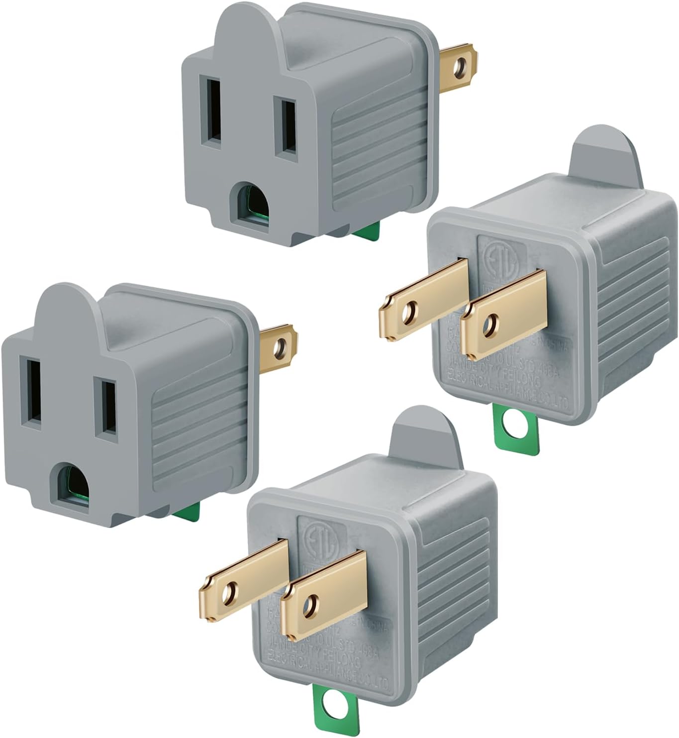 TENINYU Grounded Adapter 3-Prong to 2-Prong Outlet Converter - 3 Pin to ...
