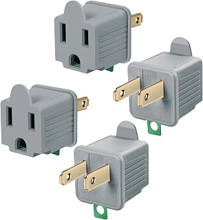 TENINYU Grounded Adapter 3-Prong to 2-Prong Outlet Converter - 3 Pin to 2 Pin Plug Socket Adapter Extension for Electrical Cord,Household,Workshops,Industrial,Machinery (4 Pack Grey)