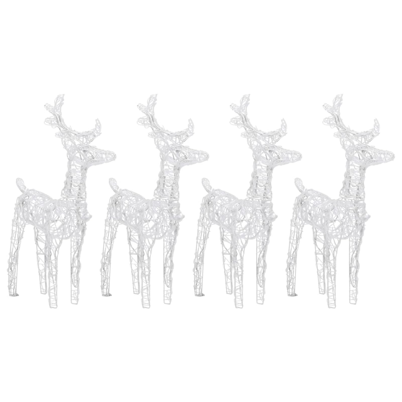 Renos de Navidad 4 Unidades 160 Leds Blanco cálido acrílico, Figuras LED, Decoracion Navidad Exterior, Figura Luz Navidad, Reno Luminoso Exterior, Navidad Exterior Figuras