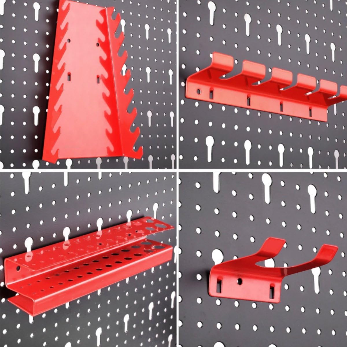 Panel para Herramientas de Metal 1200 x 600 mm con accesorios para colgar herramientas, 28 piezas Organizador de herramientas y soporte de pared multiusos Panel perforado
