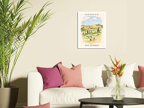 Miniatura 3 de Greece - Acropolis of Athens - France - Vintage Airline Travel Poster by Georges Beuville c.1958 - Fine Art Rolled Canvas Print 27in x 40in