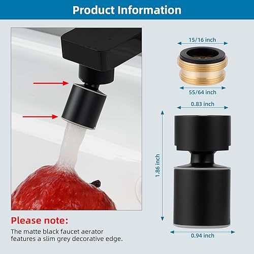 Vista 46 de Hibbent Aireador de grifo certificado NSF/ANSI/CAN 61, aireador de grifo de fregadero de cocina, 2 certificados CUPC de flujo de agua extensor