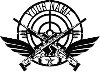 Generic Personalized Guns Pistols Shotguns Name metal Signs,Custom Shed Metal Wall Decor,Black Metal Wall Art Decor,Home Metal Signs Plaques,Outdoor wall Decorative Signage (Style D)
