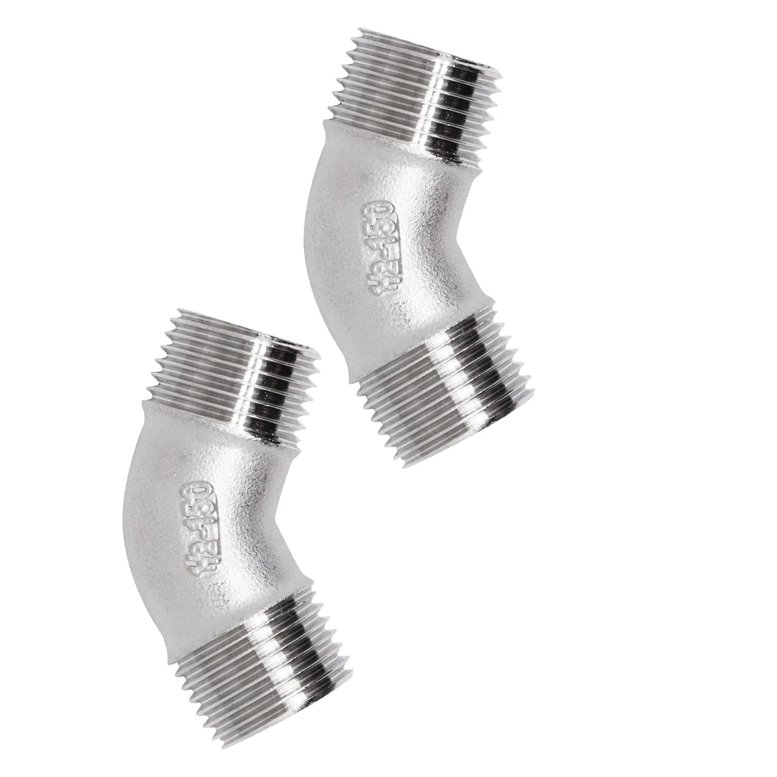 2-Pack 45° Steel Elbow Fittings, Heavy Duty Erosion Pipe Connectors for Plumbing Systems