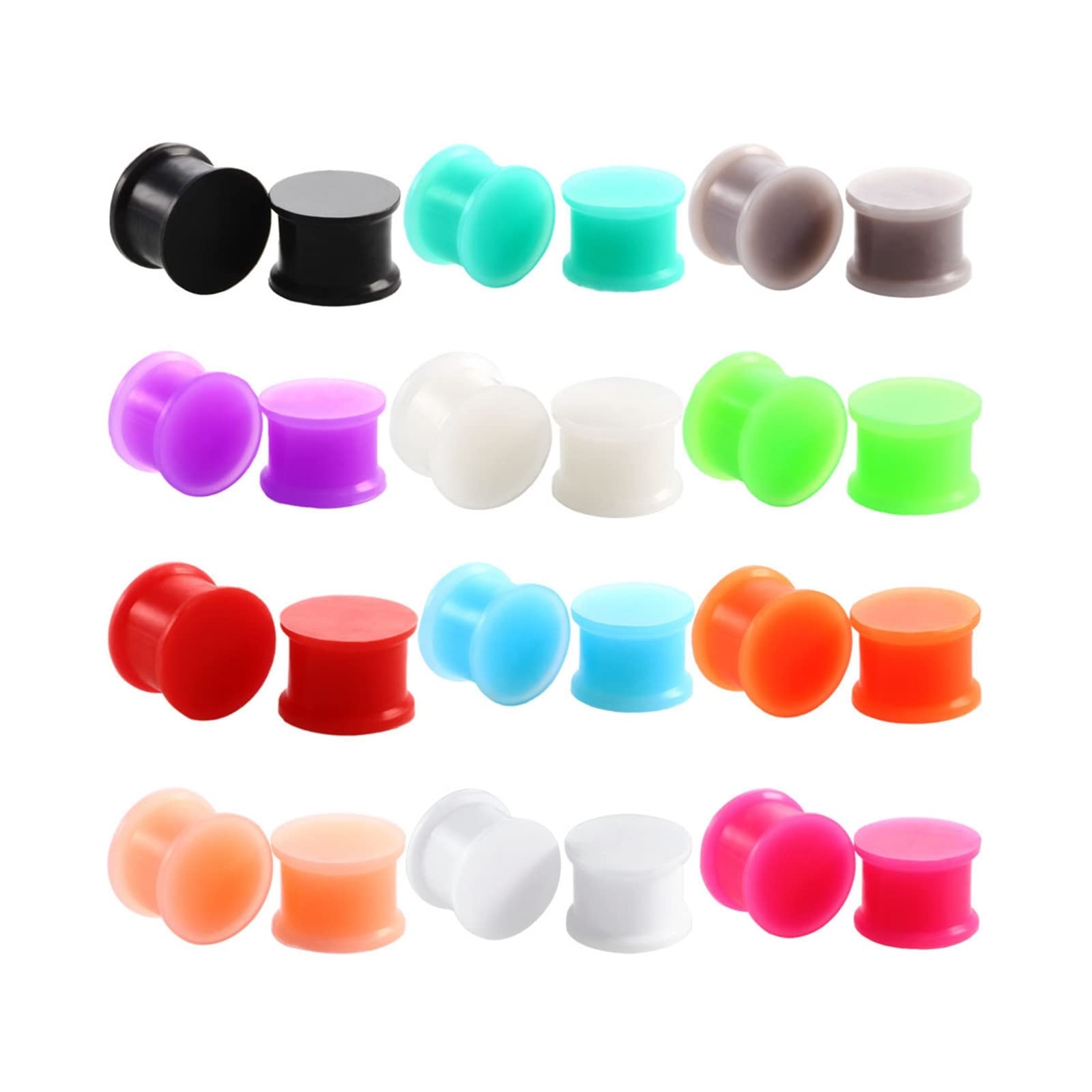Ohr Plug Verschiedene Größen, Tunnel Set Silikon 24 Stücke Piercing Schmuck Double Flared Gemischte Runde Form