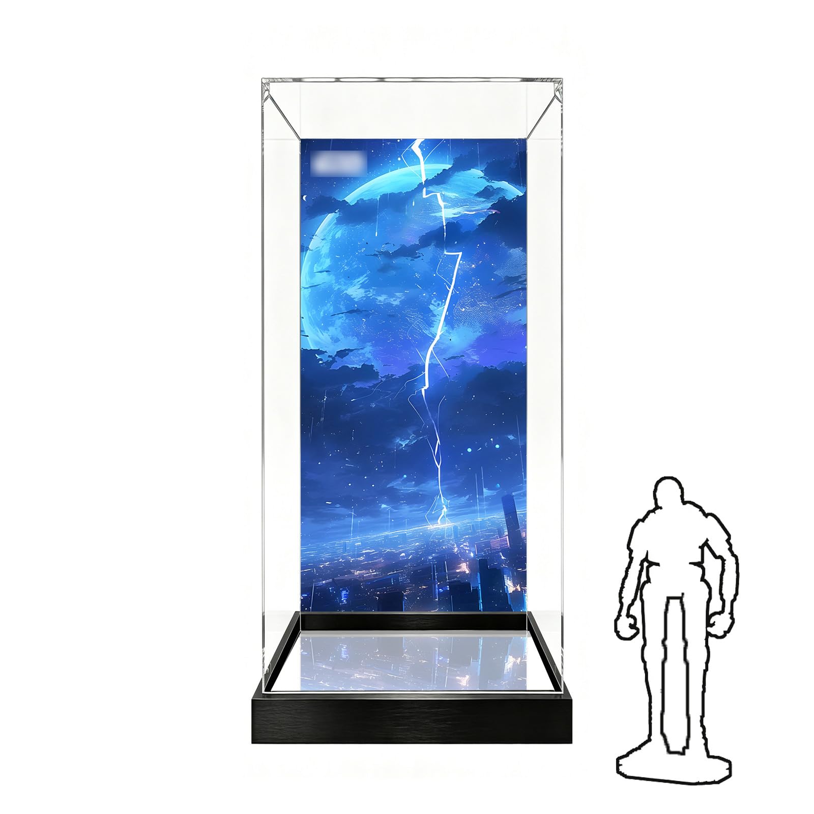 Acrylic Display Case Compatible with Lego 75434 Security Robot Model, Dustproof Transparent Storage Box, Compatible with Lego 75434 (Model Not Included) (Mirror Base+Background 2)
