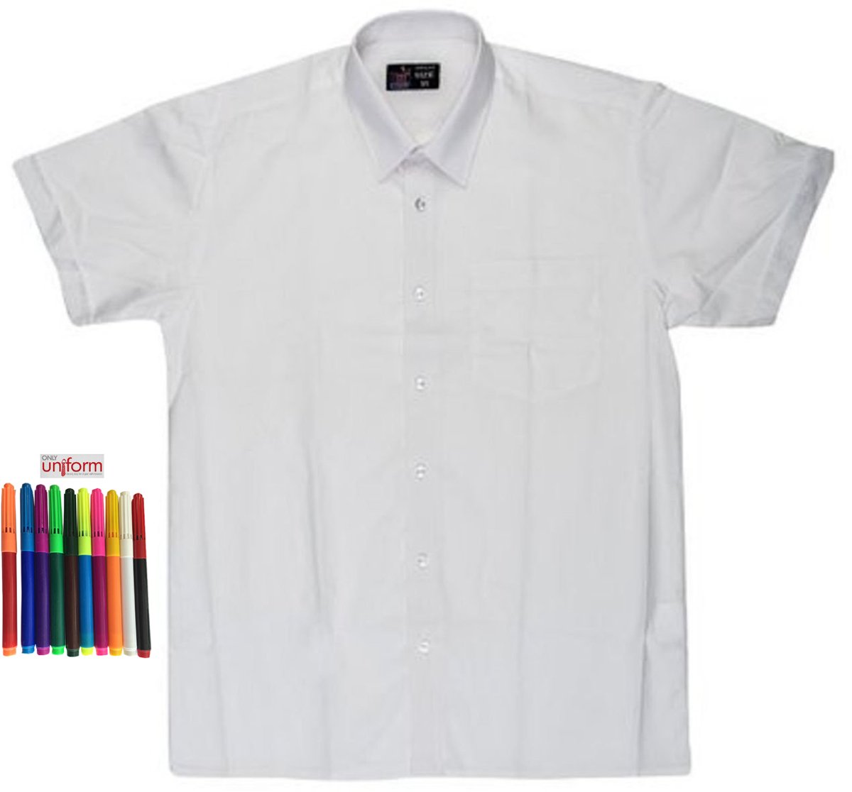 ND Sports Boy's School Uniform Short Sleeve Smart Shirt, Size 16, White