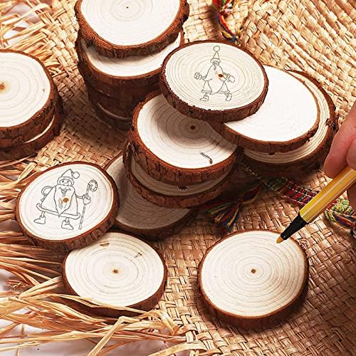 Natural Wood Slices - 20PCS 9-10cm Craft Unfinished Wood kit for DIY Crafts Wood Wedding Decorations