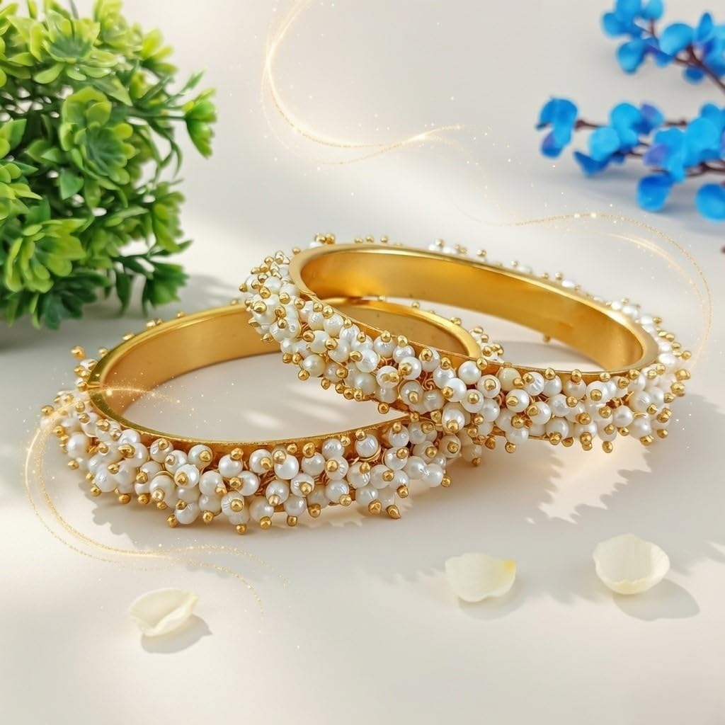 Efulgenz Indian Bangles for Women Indian Oxidized Jewelry Boho Vintage Antique Indian Faux Pearl Beaded Bracelets Bangle Set Bollywood Fashion Statement Jewelry