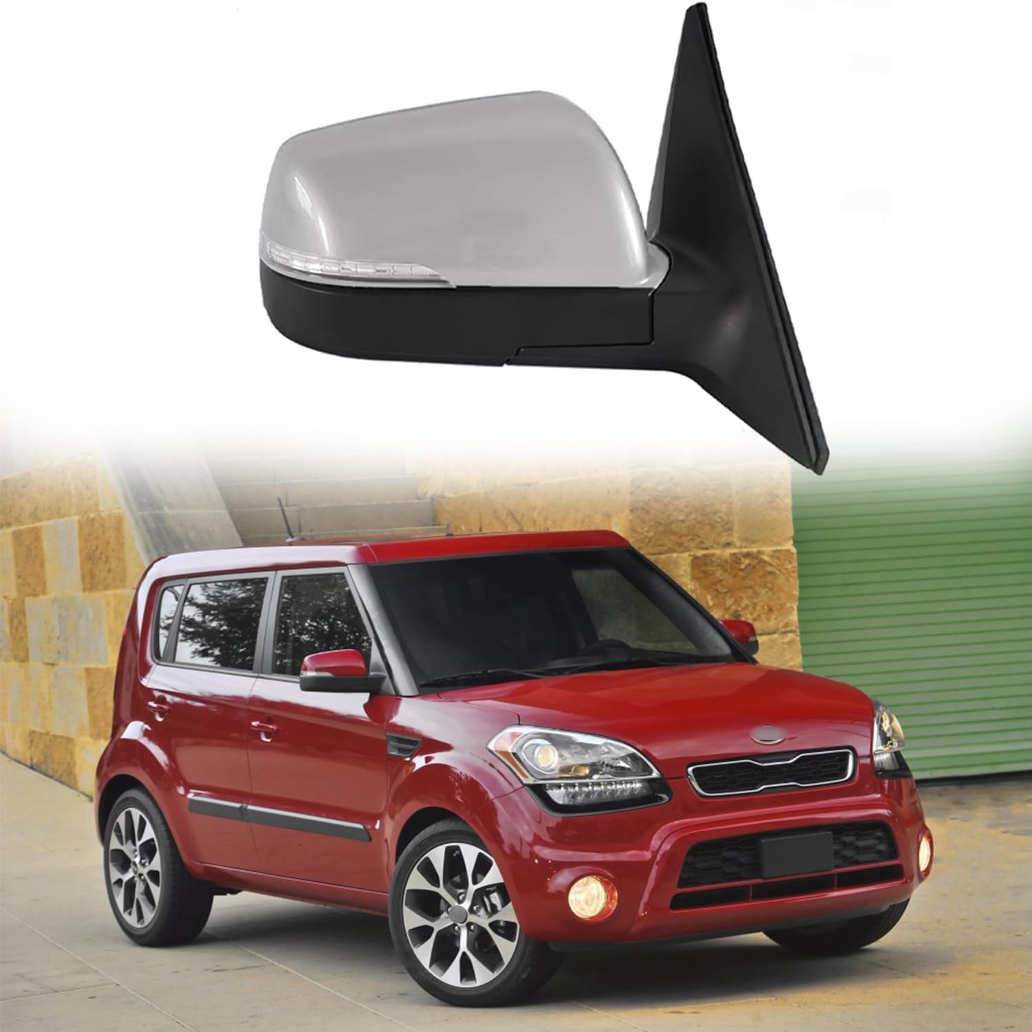 Passenger Side Mirror Replacement Fit for 2010 2011 2012 2013 KIA Soul Car Rear View Mirror Accessories Side View Mirror Assembly Electric Adjustment, Turn Signal Light