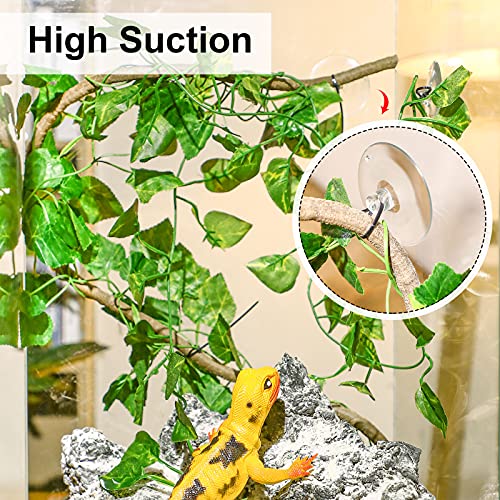 6 Pieces Reptile Terrarium Decoration Set Reptile Jungle Vines Artificial Plant Leaves With Suction Cups Pet Habitat Decor For Bearded Dragon, Chameleon Gecko Lizards Snakes Tree Frog More Reptiles #TOP5