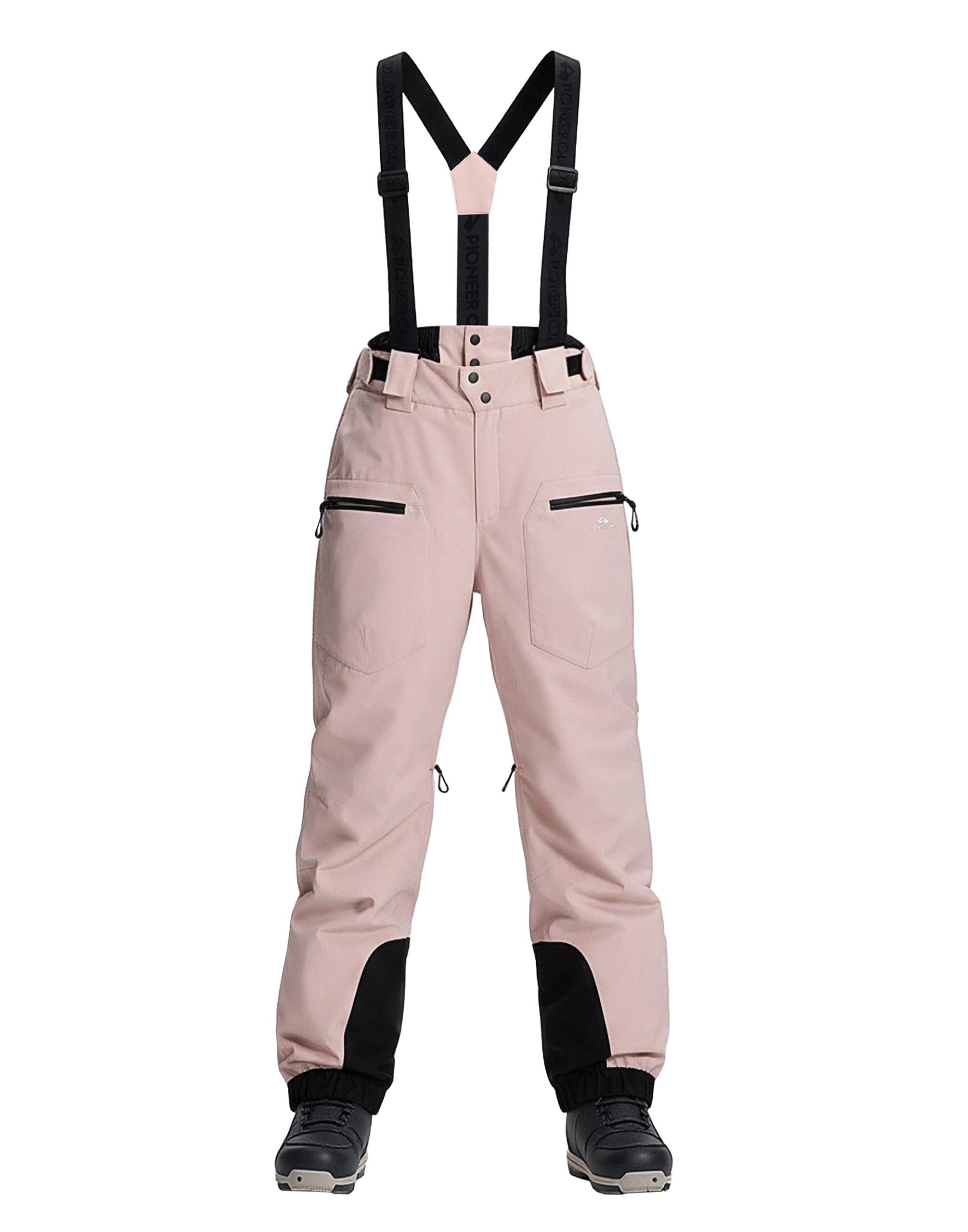 Pioneer Camp Pantaloni Sci Donna Con Bretelle 15000mm Impermeabile Antivento Salopette Neve,Ghetta Antineve Rimovibile e Tasche Imbottito Fodera Calda Pantaloni Snowboard Per Inverno Sport Aria Aperta