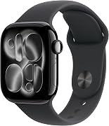 Apple Watch Series 11(GPS + Cellularモデル)- 42mmジェットブラックアルミニウムケースとブラックスポーツバンド - S/M