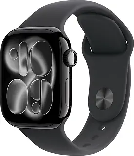 Apple Watch Series 11(GPSモデル)- 42mmジェットブラックアルミニウムケースとブラックスポーツバンド - S/M、睡眠時無呼吸、高血圧パターン、血中酸素、心電図、排卵推定、心拍数、服薬、マインドフルネス、ノイズ、睡眠スコア、転倒検出、IPX6X防塵、泳げる耐水、Suica対応、高速充電対応