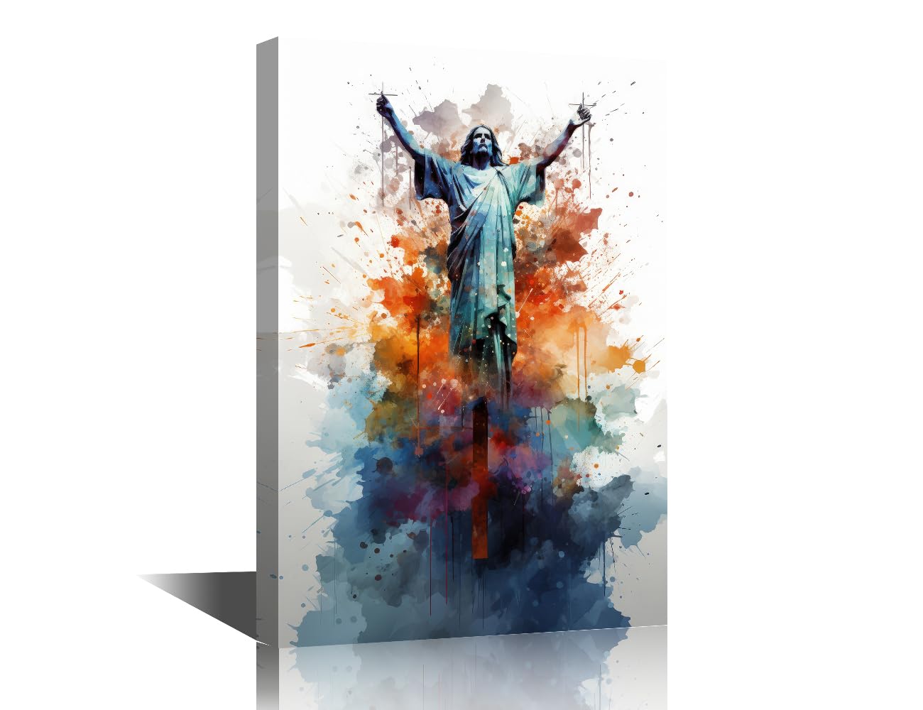 TISHIRON Religion Christianity Wall Decorations for Living Room Jesus Christ Wall Art 1 Piece God Jesus Room Decor Modern Home Decor Giclee Wooden Framed Ready to Hang (12''Wx 18''H) โ image 1