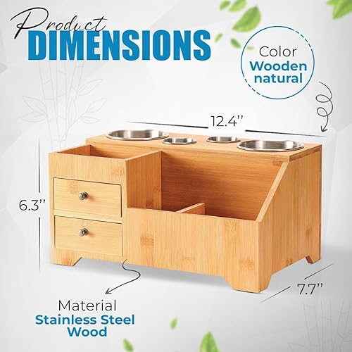 Miniatura 4 de SOLO DELIGHT NeatSpace Organizador de herramientas para el cabello, soporte para secador de pelo de bambú, almacenamiento de tocador, soporte para