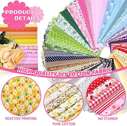 Tudomro 70 Pcs 10 x 10 Inch Cotton Fabric Square for Quilting Assorted Sewing Precut Fabric Bundles Multicolor Floral Plaid Polka Dots Printed Patchwork Materials for Holiday DIY Craft Handmade Cloth thumbnail