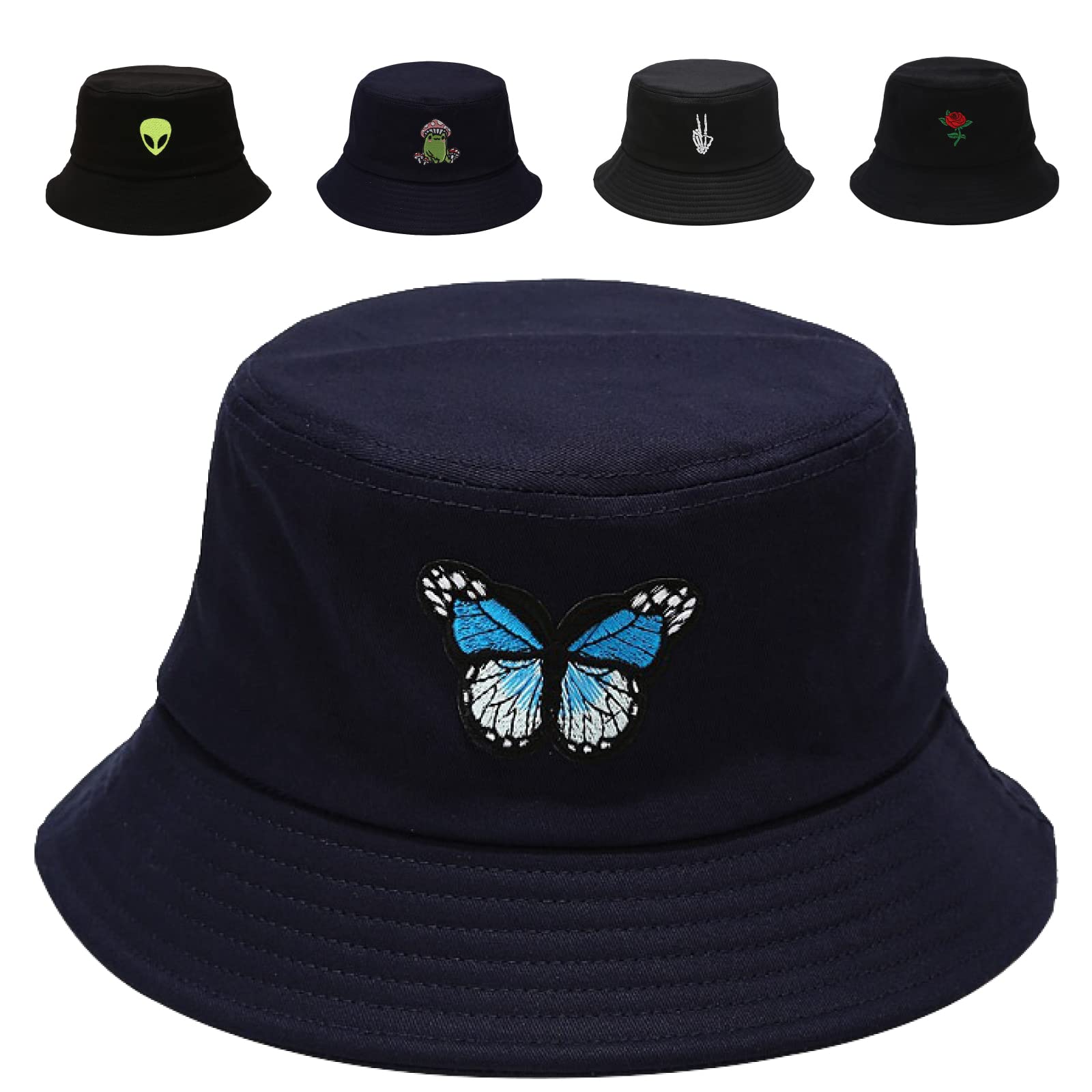 Cotton Bucket Hat for Women Men Summer Travel Sun Beach Bucket Cap, Unisex Outdoor Fisherman Hat