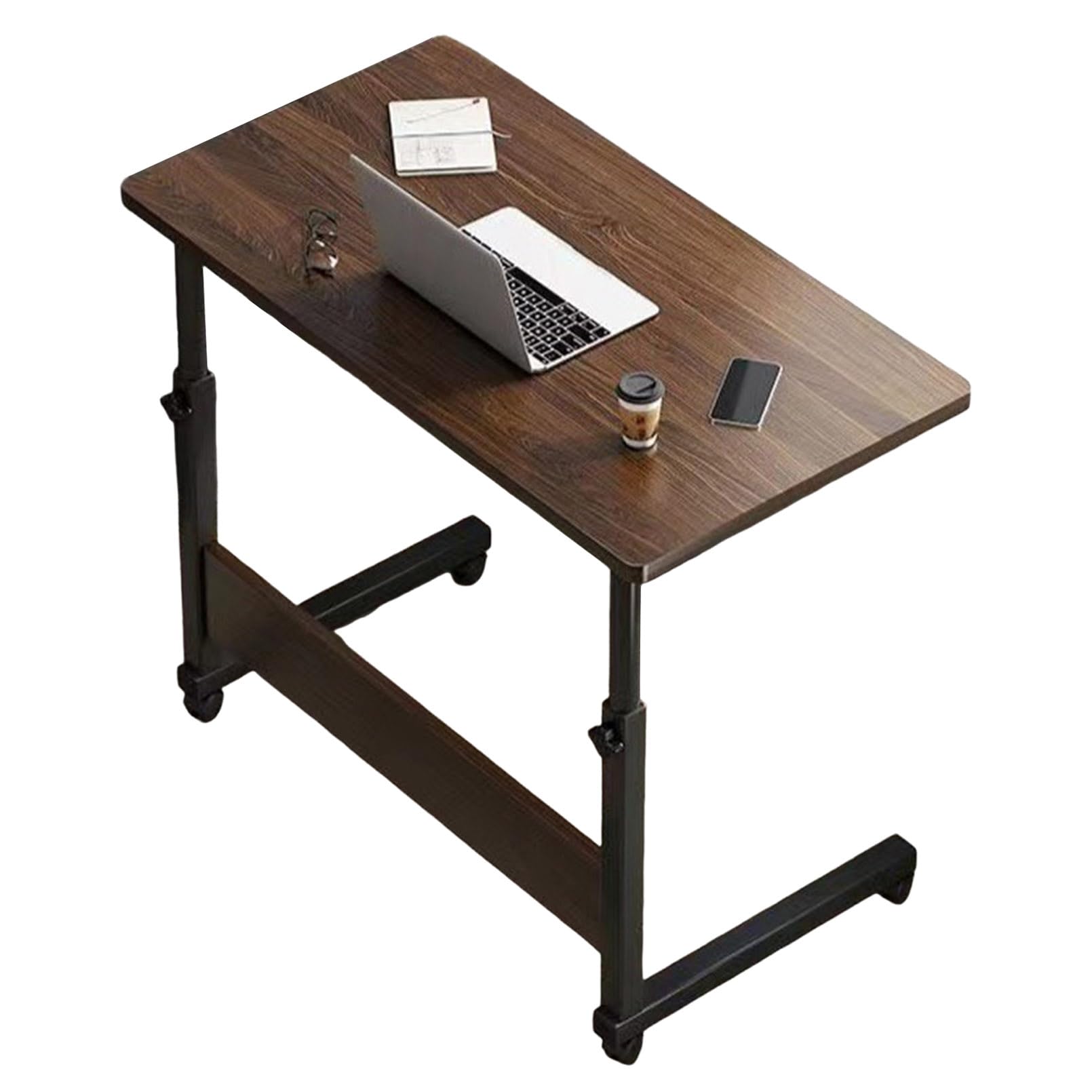 Tavolino da Letto con Ruote, comodini a Forma di C - Scrivania Portatile per Laptop per Mangiare, Leggere, Lavorare da casa - Tavolo Leggero Regolabile in Altezza per Hobby