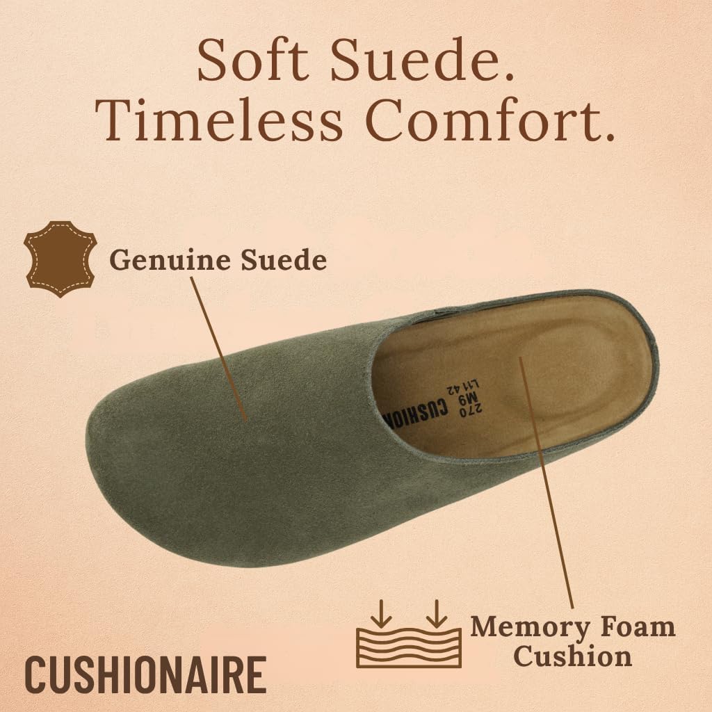CUSHIONAIRE Heath Genuine Suede Leather Mens Clogs with Memory Foam Comfort, Easy Slip On Slides for Men - Image 5
