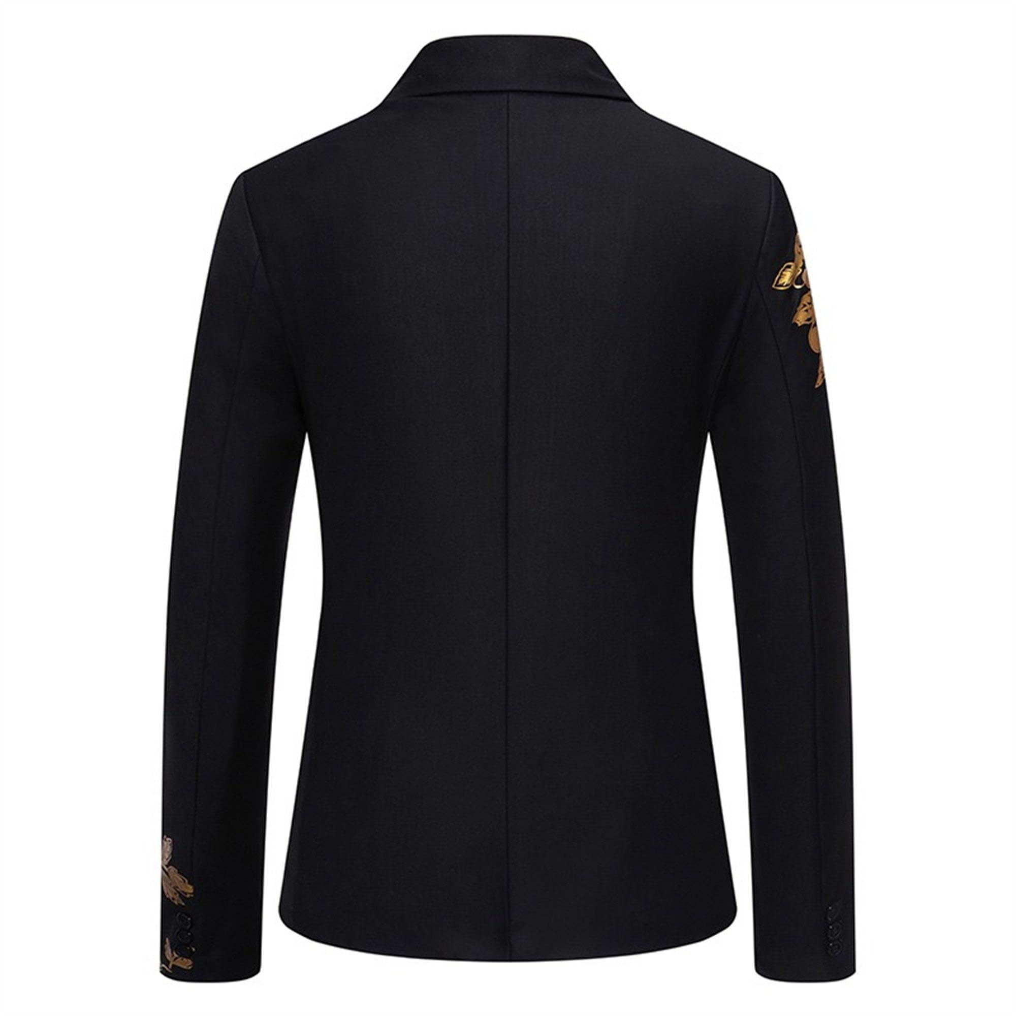 Chaqueta de esmoquin floral para hombre, con solapa, con lentejuelas, patrón de rosas doradas, chaqueta de esmoquin para hombre