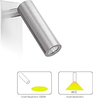 Vista 2 de Meanyee Lámpara de lectura montada en la pared con interruptor giratorio/regulable/brazo ajustable/superficie/níquel cepillado/3000K LED