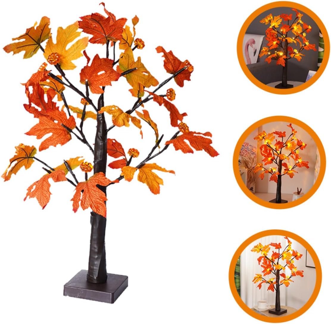 Cabilock Maple Leaves Led Tree Light for Indoor Decor Warm Branches Lamp for Thanksgiving and Holiday Parties Compact and Stylish Decorative Lighting