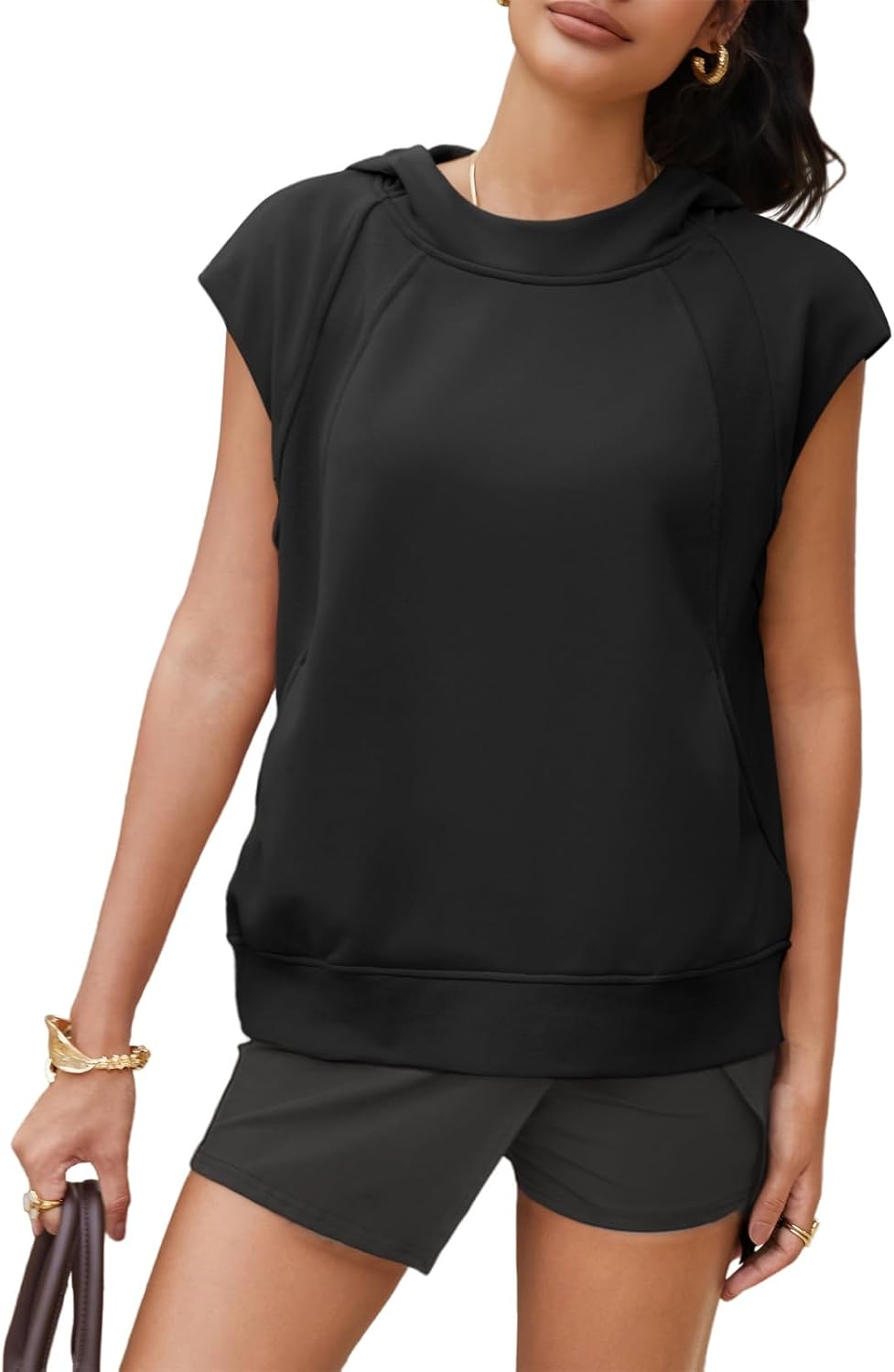 Yousify Womens Sleeveless Hoodies Sweatshirt Casual Workout Tank Tops Spring Summer Hooded Activewear Shirts with Pocket - Image 5