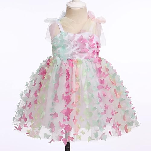 Miniatura 3 de ODASDO Vestido de fiesta de cumpleaños para niñas pequeñas, con lazo, tirantes delgados, tutú de tul, vestido de princesa, concurso de fiesta,