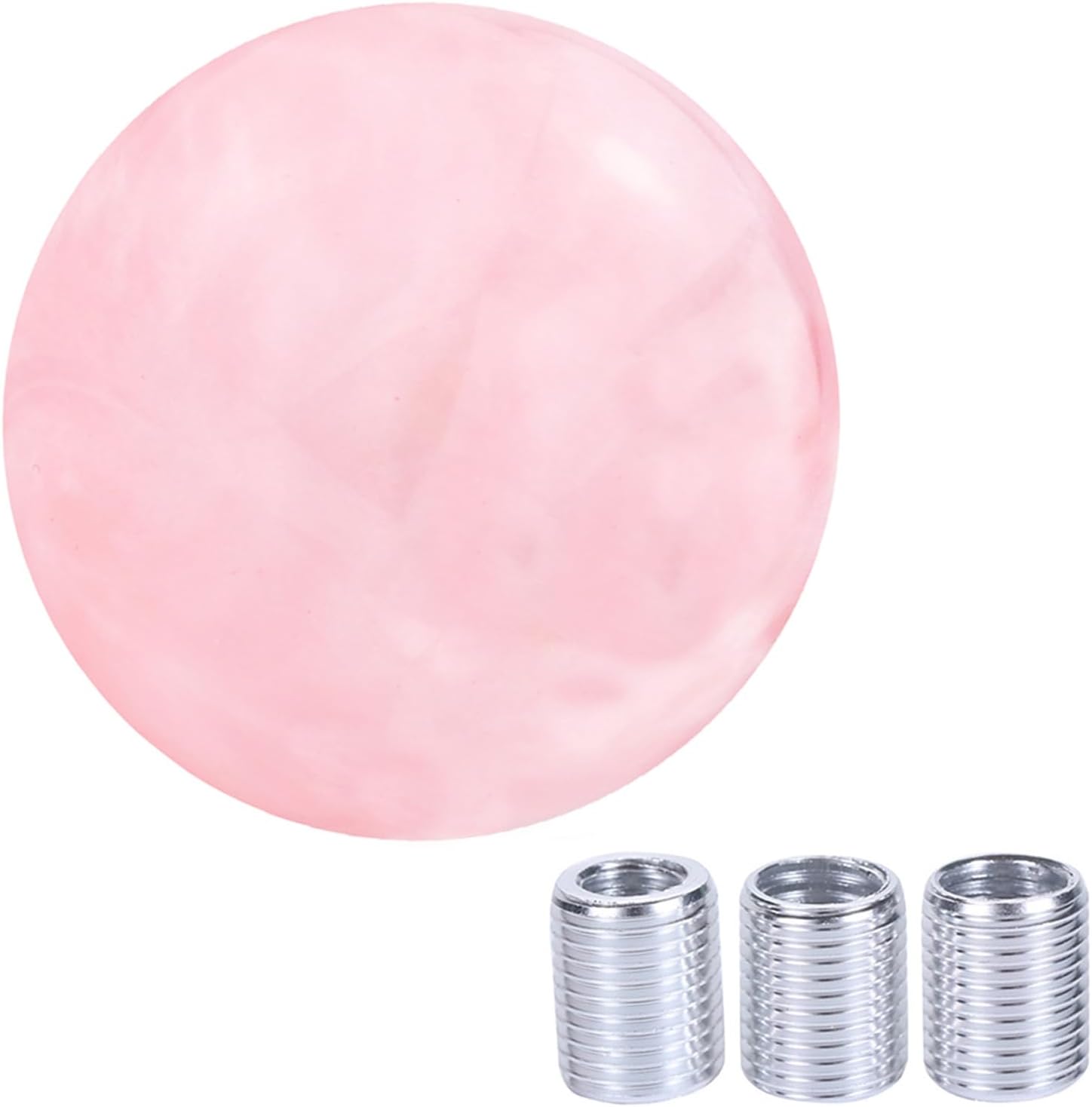 Arenbel Pink Ball Gear Shift Knob - Universal M8/M10 Adapters for Manual Automatic Cars Trucks SUVs - Easy Install Resin Shifter