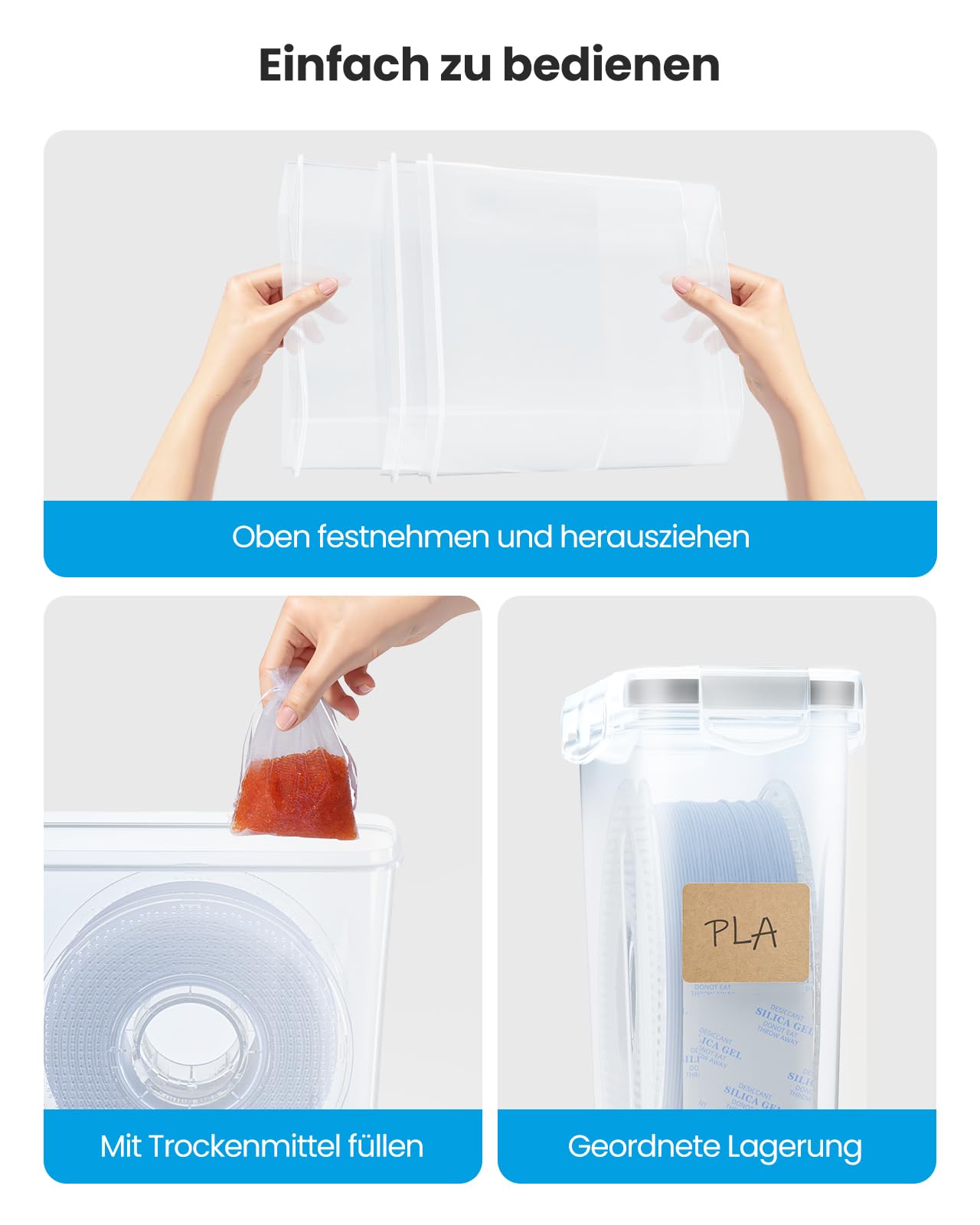 YOOPAI Filament Aufbewahrungsbox - 6 Pack Filament Container für 3D Druck Filament Versiegelung und Schutz - Tragbare Aufbewahrung mit Trockenmittel&Etiketten, wasser- und staubdicht 4.0L