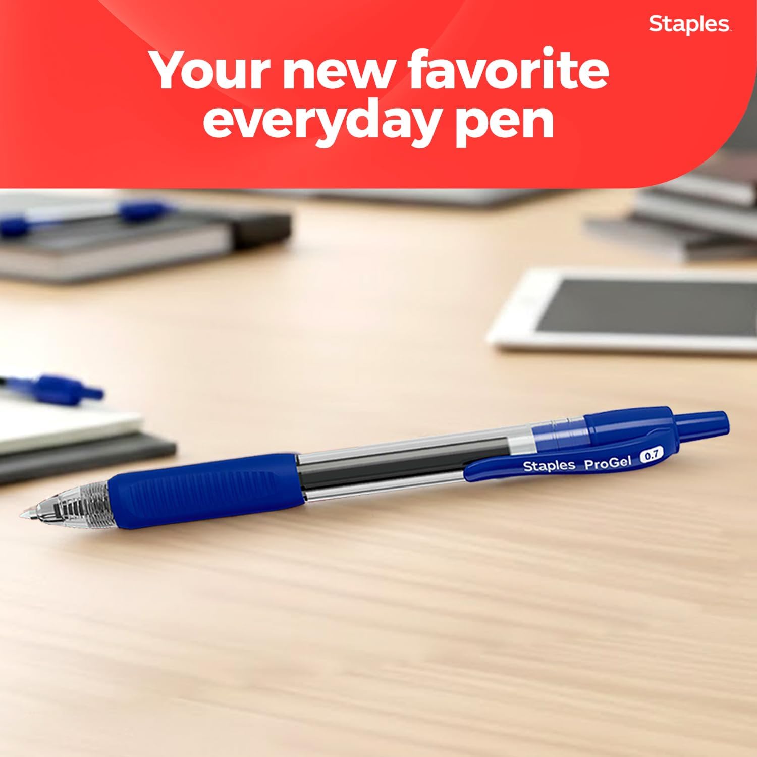 STAPLES Retractable Gel Pens, Fine Point 0.7mm, Blue Ink, 36 Pack – ProGel Smooth‑Writing, Quick‑Dry Pens for Office & School