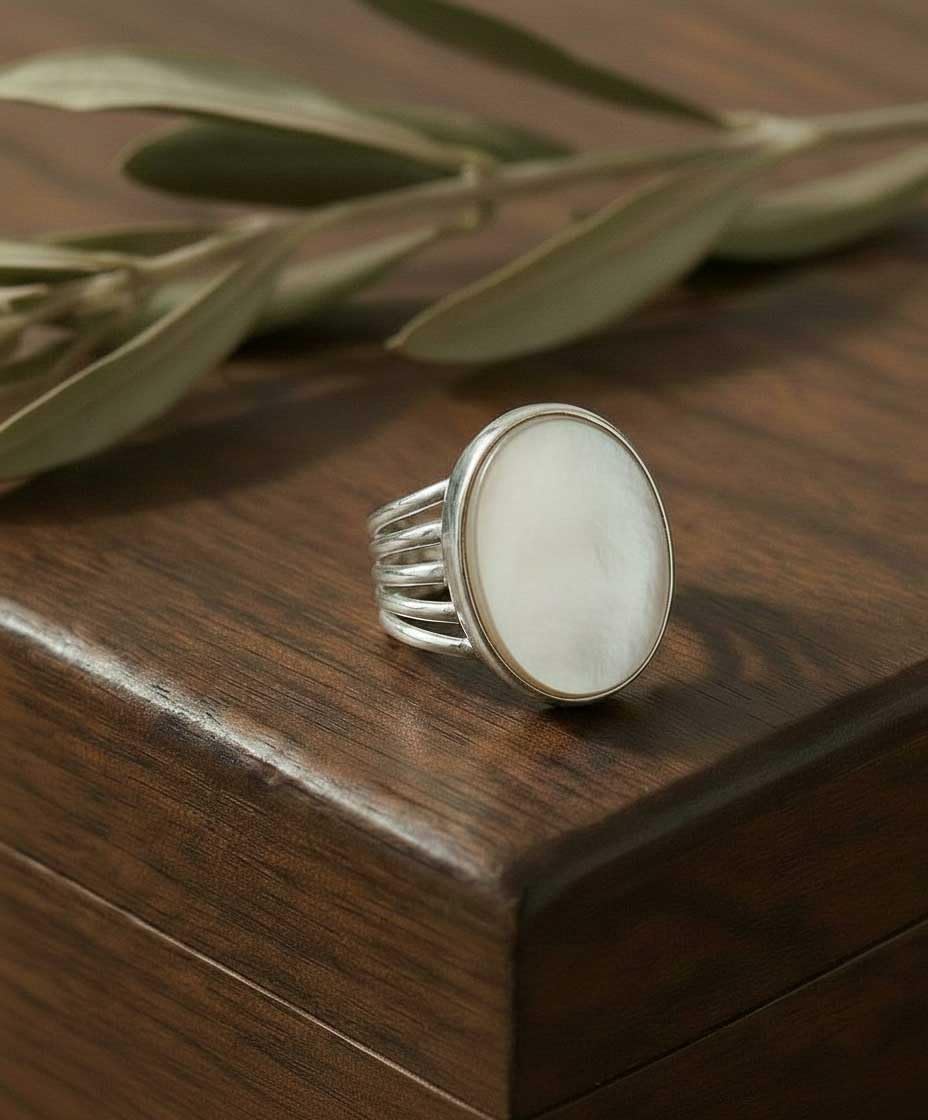 Boho Gioielli Fatti a Mano Robusto Gemma Naturale Labradorite, Corniola, Quarzo Rosa, Cristallo Ovale Anello Placcato Argento Sterling 925 Da Donna