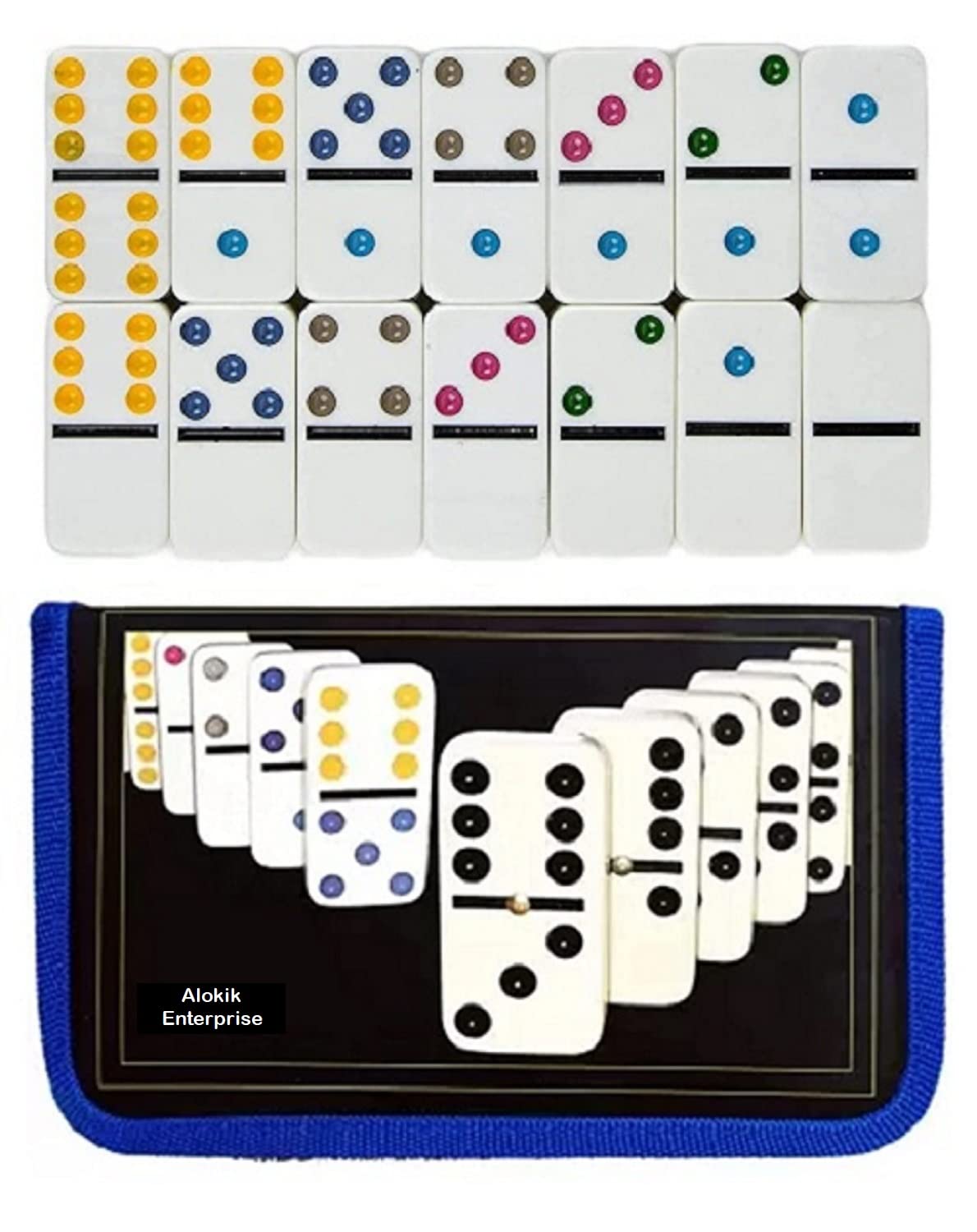 Alokik Enterprise Plastic Domino Tile Game | Double 6 Color Dot | 28 Pcs | Dominoes Set with Carry Bag Maths & Educational Game for 2-4 Player(Model 2) (B0BC45BVLW) Amazon Price History, Amazon Price Tracker