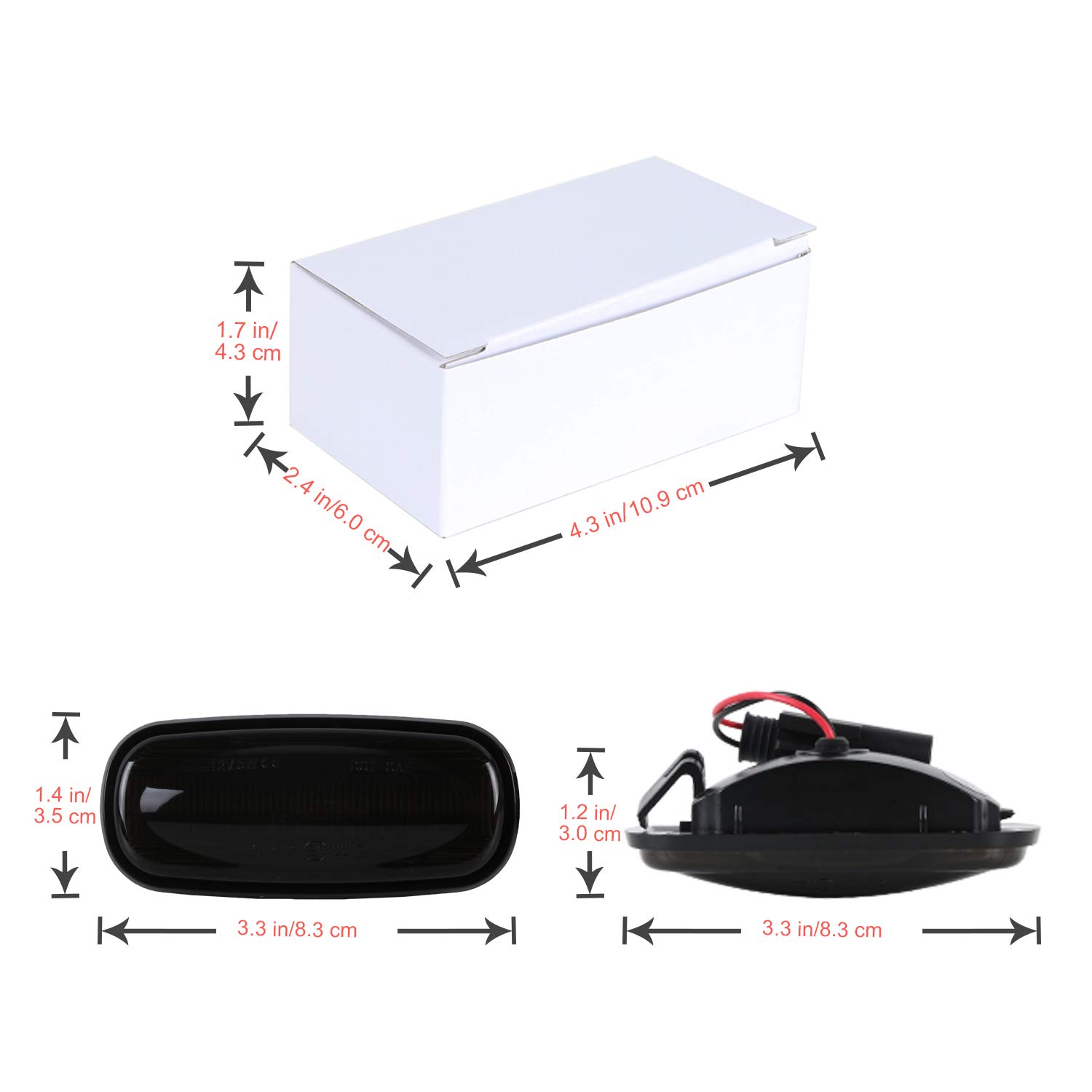 Frecce Laterale Dinamico a LED per Rove-r Discovery 2 Defernder Freelander 1，Indicatore di Direzione Dinamico a LED 2 Pezzi Nero