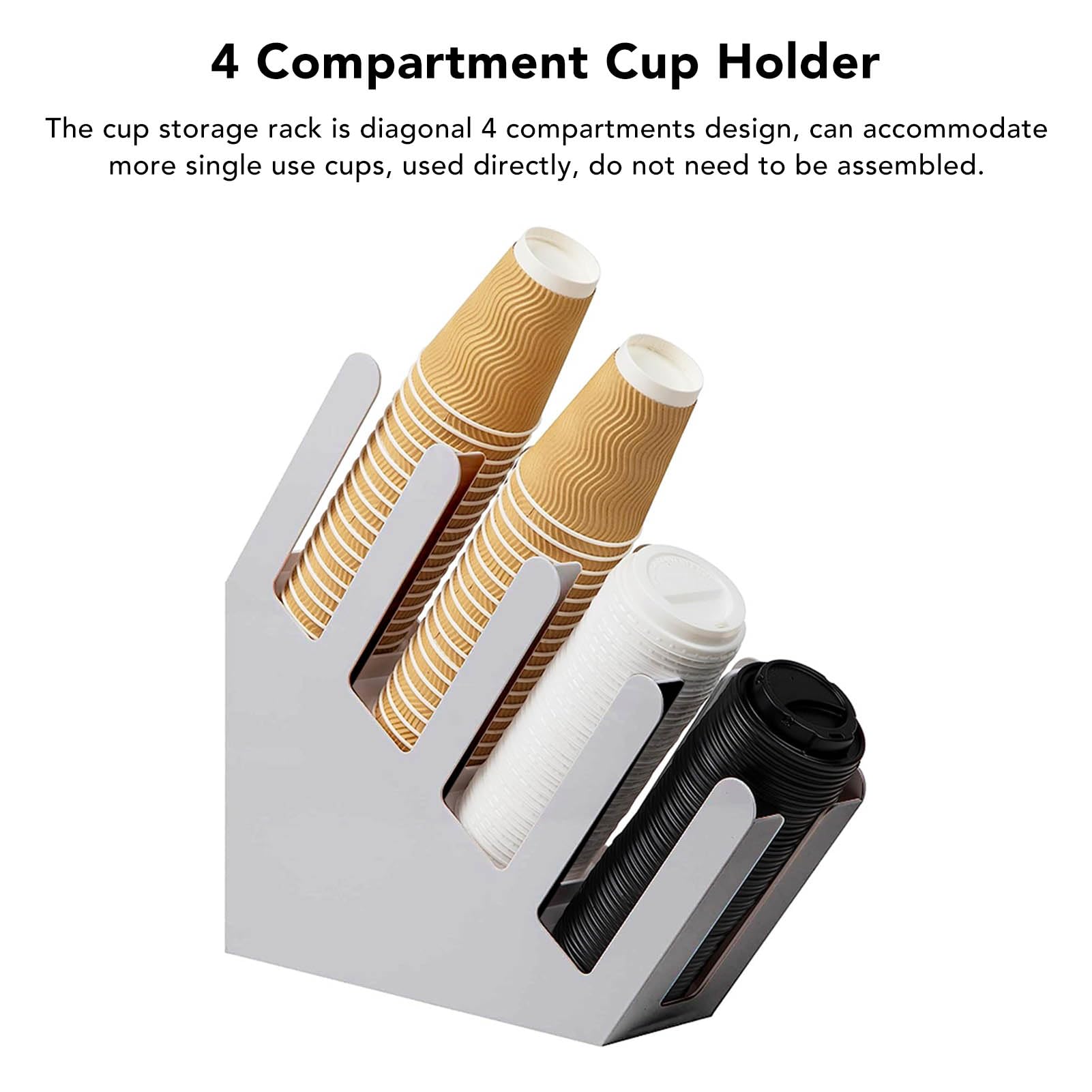 Portabicchieri in acciaio inox a 4 scomparti, portabicchieri di carta per carichi pesanti, portaoggetti per caffè, tè, bevande, tazze, per la di casa, bar, ristorante
