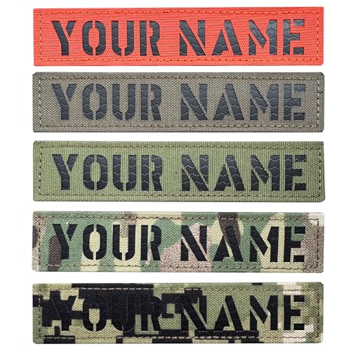 SUVIYA 3x1“ 4x1 5x1 Custom Laser Cut IR Name Patches,Personalized Your Name Tag Military Tapes Tag Call Sign Patches with Hook and Loop,Police Patch for Tactical Vest,Jacket,Carrier,Hat