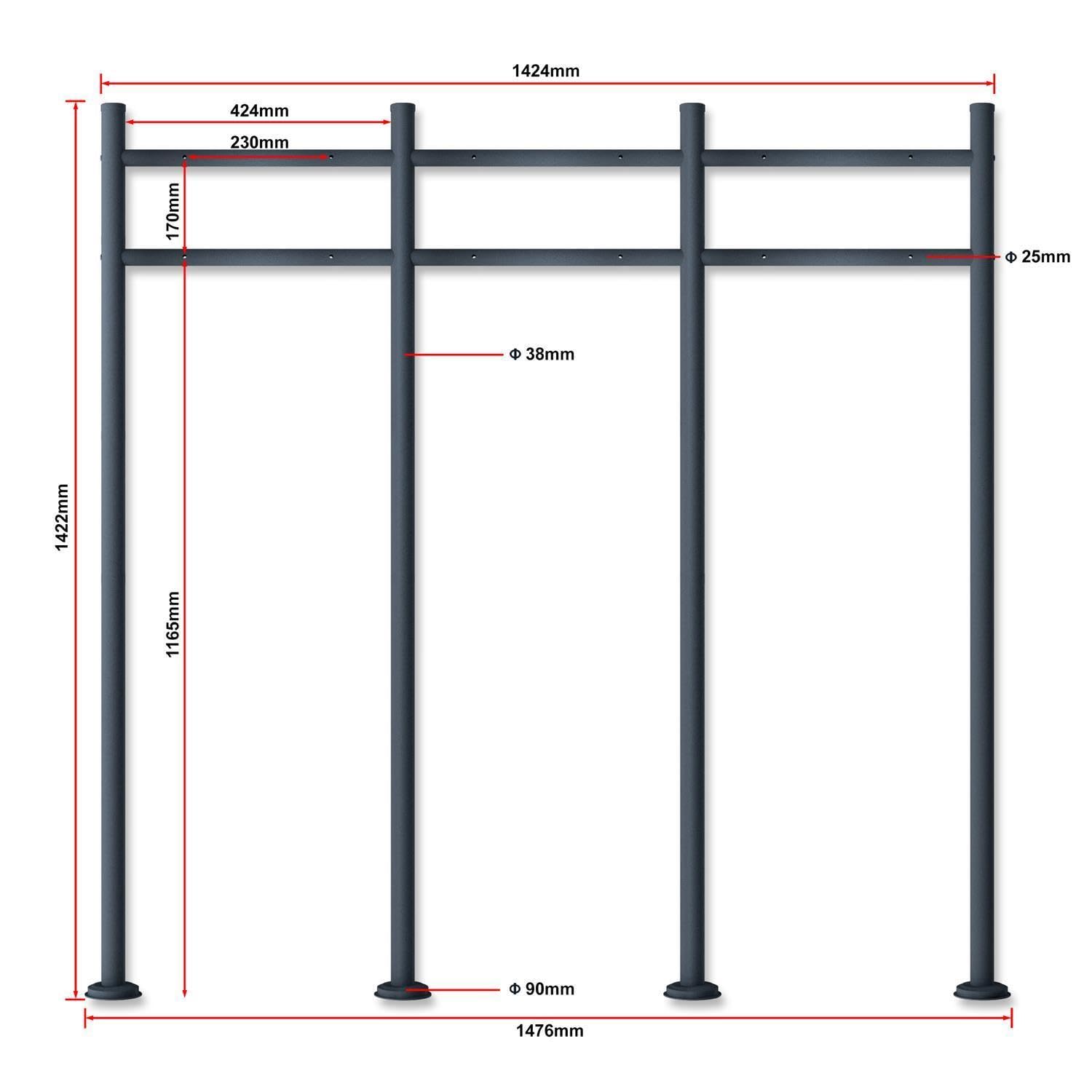 Metzler Erpo Lot de 3 supports de boîte aux lettres anthracite | Support pour 3 boîtes aux lettres | Compatible avec les modèles Siebert, Hoffmann, Ebenhard, etc. | Acier galvanisé | Résistant aux